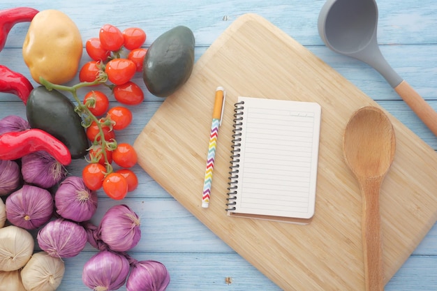 Mesa de cocina con utensilios para contactarse